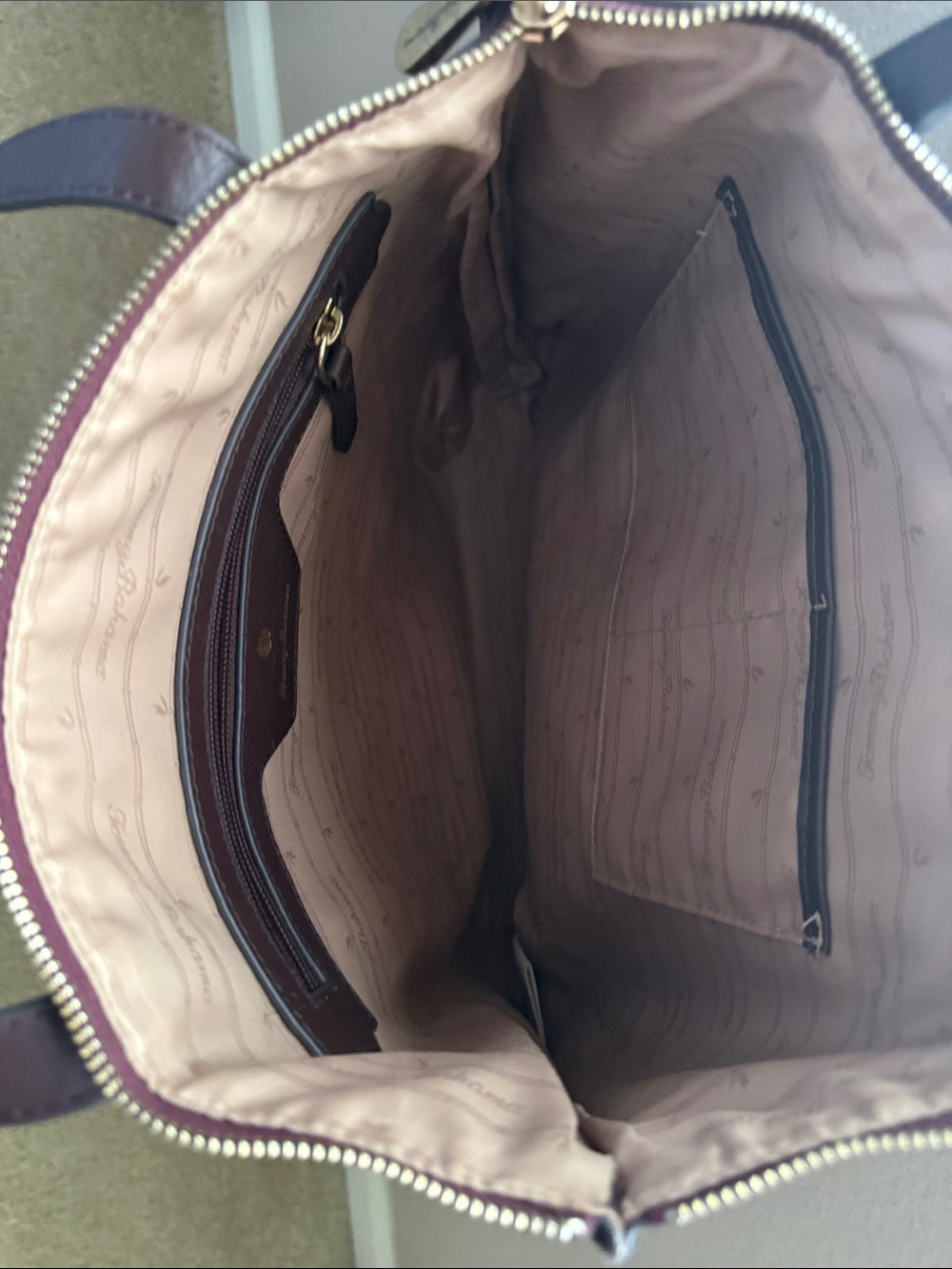 Tommy Bahama Wine-Burgundy Woven Leather Tote - Picture 3 of 3
